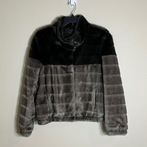 Via Spiga Black and Gray Teddy Jacket